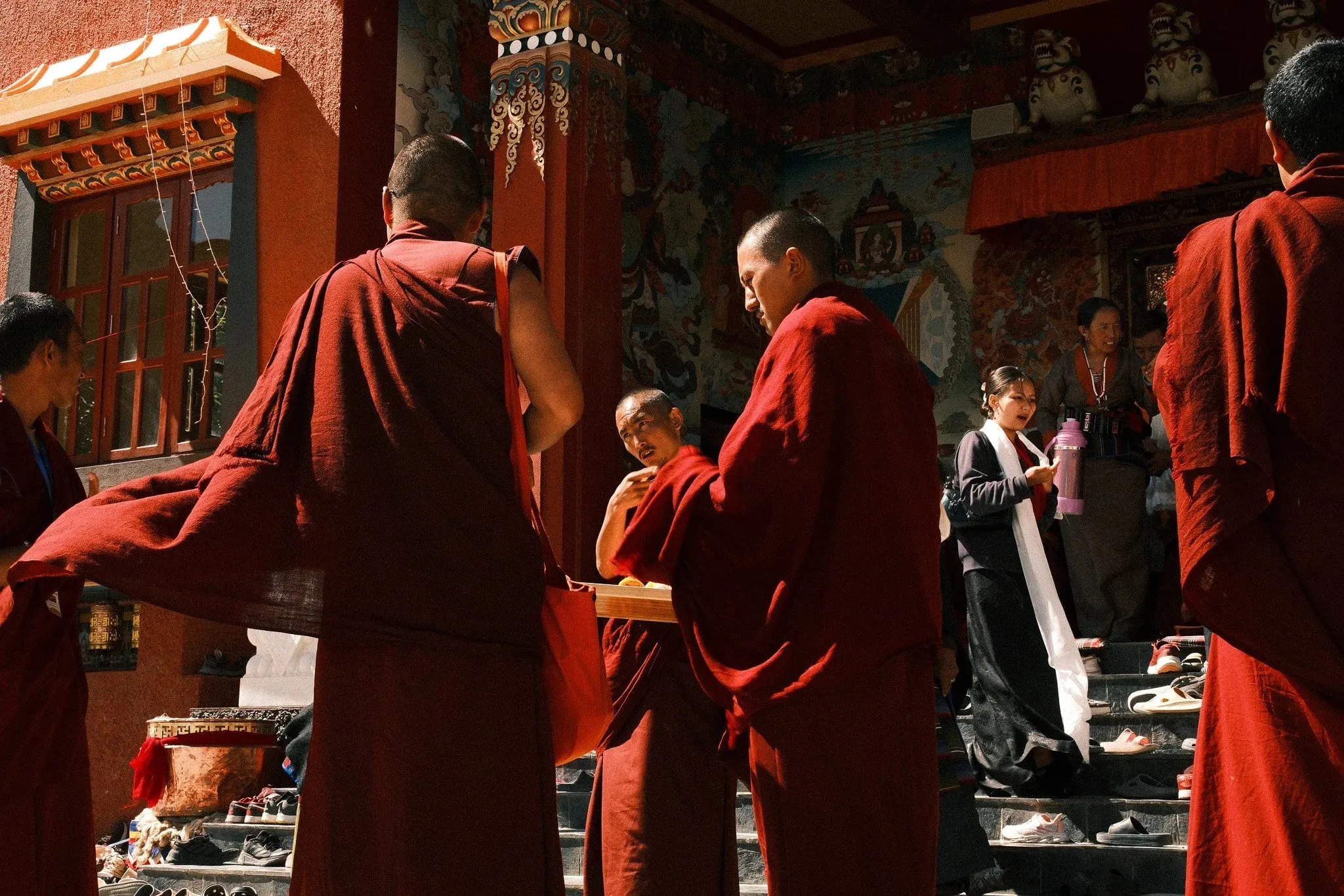 Photo of monks at a monastery in Choser, Upper Mustang, Nepal